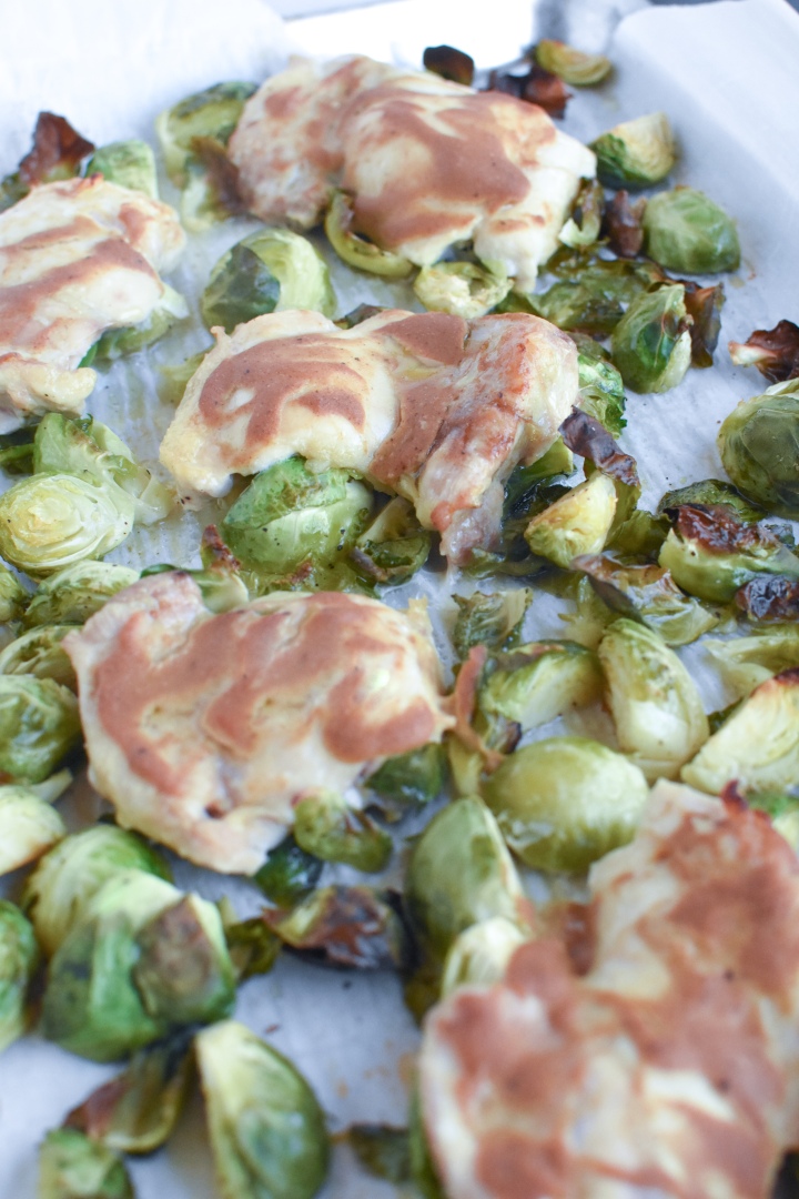 Sheet Pan Dijon Chicken and Brussels Sprouts